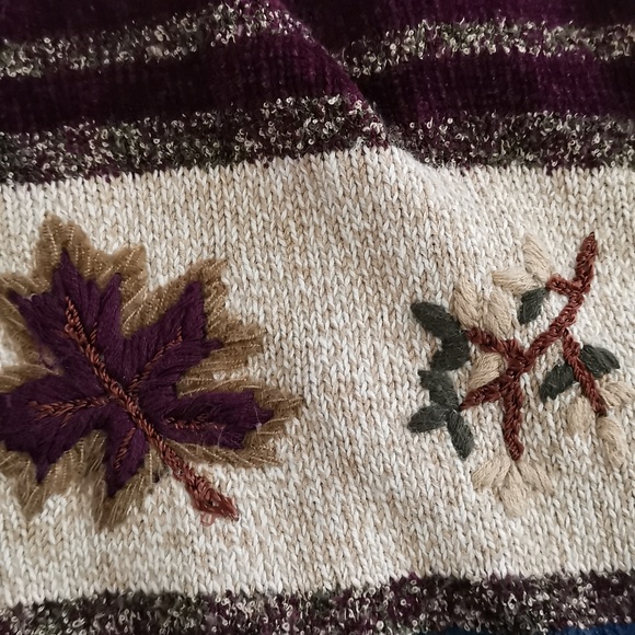 Alfred Dunner SweaterShades of BrownLeaves Embroidered Grannycore Cottagecore XL - Picture 6 of 7